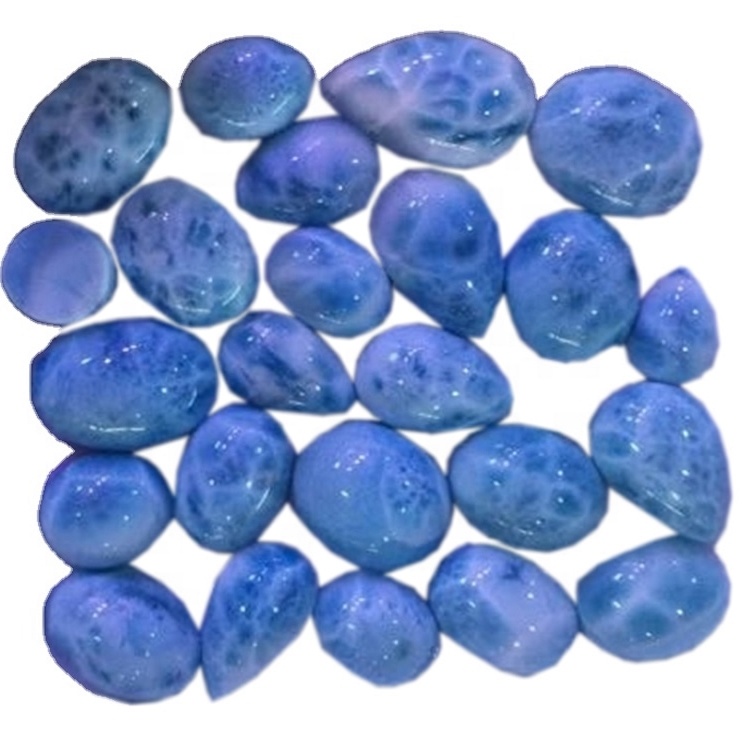 Larimar พลอยแฟนซี Cabochon ธรรมชาติ Larimar พลอย AAA ด้านคุณภาพธรรมชาติหลวมกึ่งมีค่าเครื่องประดับพลอยทำ Cab 13
