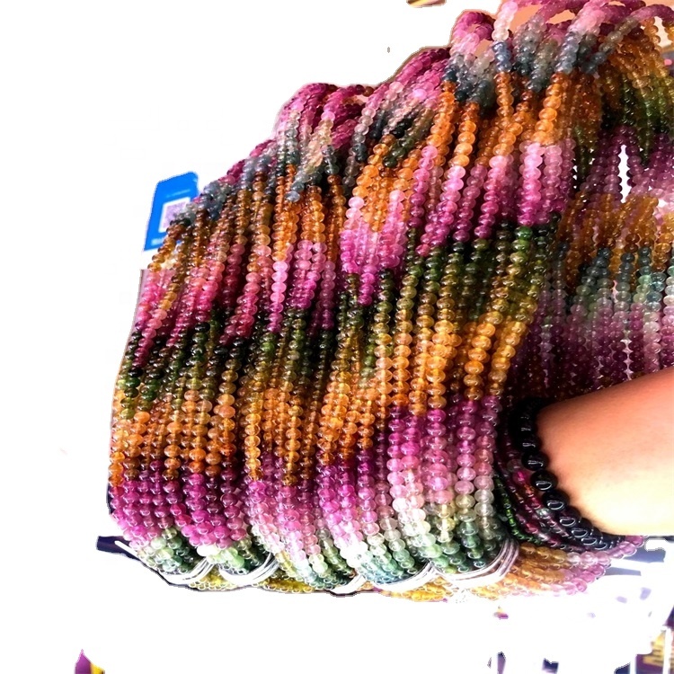 時尚5a質量粉紅色電氣石鬆散寶石珠子為項鍊製作 11