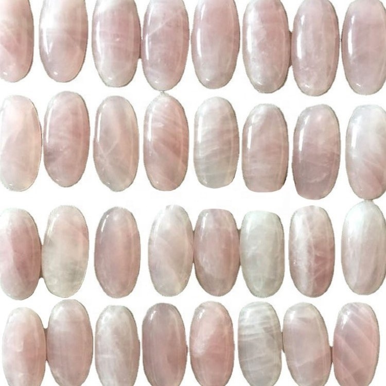 រូបរាងរាងពងក្រពើដែលមានរាងពងក្រពើដែលបានកើនឡើងធម្មជាតិបានកើនឡើង Rose Quartz Cabochon បានកើនឡើងគ្រឿងអលង្ការ gemstone រលូន 11