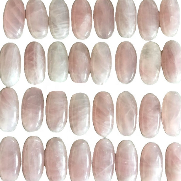 រូបរាងរាងពងក្រពើដែលមានរាងពងក្រពើដែលបានកើនឡើងធម្មជាតិបានកើនឡើង Rose Quartz Cabochon បានកើនឡើងគ្រឿងអលង្ការ gemstone រលូន 15