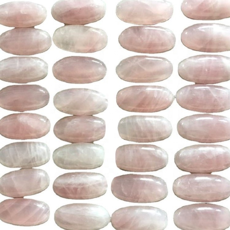 រូបរាងរាងពងក្រពើដែលមានរាងពងក្រពើដែលបានកើនឡើងធម្មជាតិបានកើនឡើង Rose Quartz Cabochon បានកើនឡើងគ្រឿងអលង្ការ gemstone រលូន 13