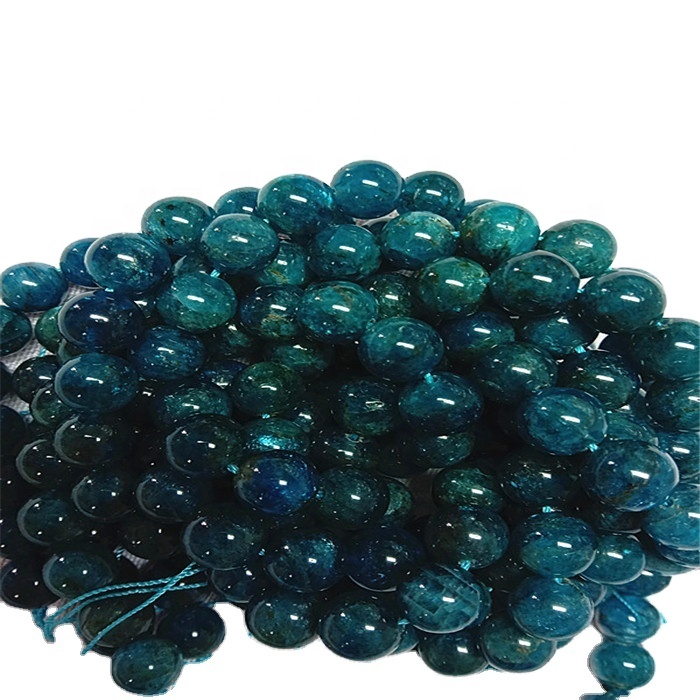 Табиғи Apatite 3A дөңгелек пішінді моншақтар тегіс және көк түсті борпылдақ гемстон ішектері 13