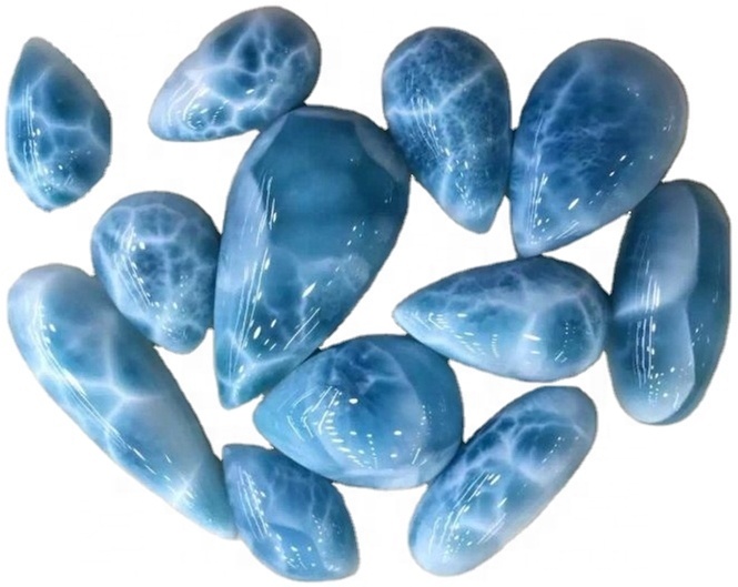 Larimar Stone Gems Pear Cabochon Jewelry Semi寶石 9