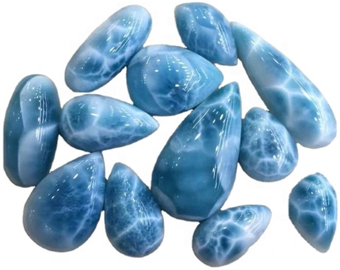 Larimar Stone Gems Pear Cabochon Jewelry Semi寶石 11