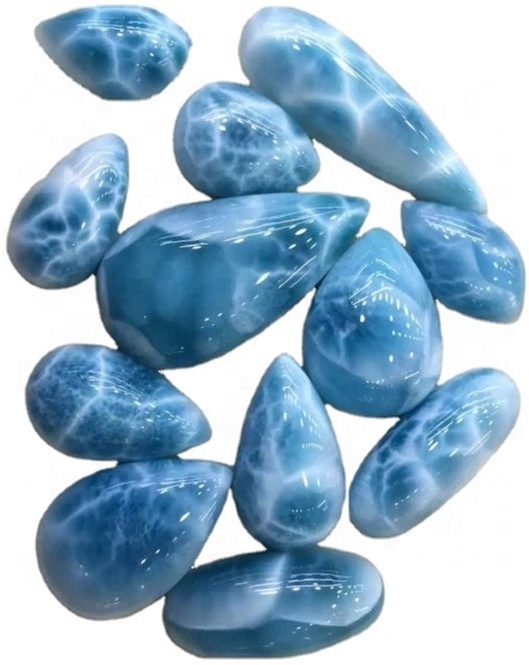 Larimar Stone Gems Pear Cabochon Jewelry Semi寶石 13