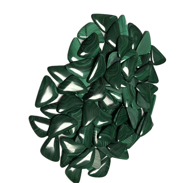 លក់ដុំខ្នាតតូច Malachite ពណ៌បៃតង (Cabochon) 34x21x4mm ដែលមានគុណភាពខ្ពស់បំផុតនៃត្រីកោណ 11