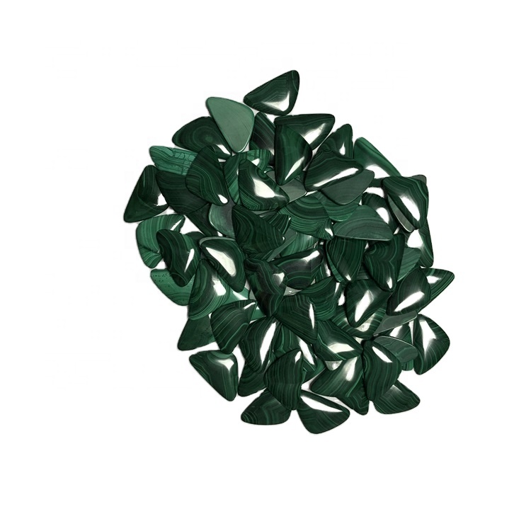 លក់ដុំខ្នាតតូច Malachite ពណ៌បៃតង (Cabochon) 34x21x4mm ដែលមានគុណភាពខ្ពស់បំផុតនៃត្រីកោណ 13