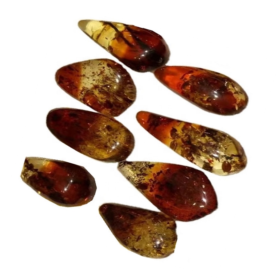 Ngokwemvelo izimbali zezimbali ezixekethile ze-Amber Cabochons zemvelo ezinothile wegolide wegolide we-amber aaa alinganiselwe pear cabochon amatshe okuxekethile 9