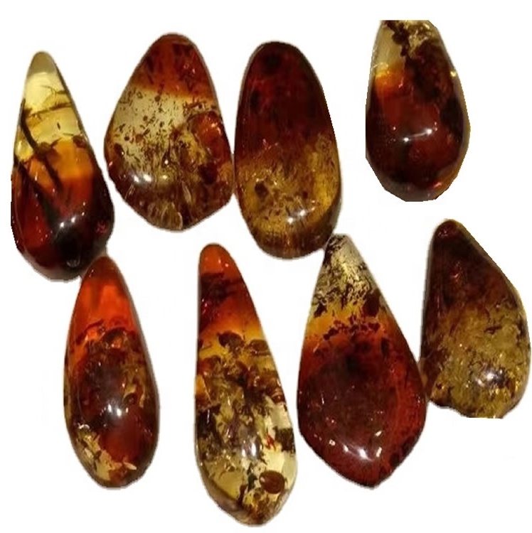 Ngokwemvelo izimbali zezimbali ezixekethile ze-Amber Cabochons zemvelo ezinothile wegolide wegolide we-amber aaa alinganiselwe pear cabochon amatshe okuxekethile 13