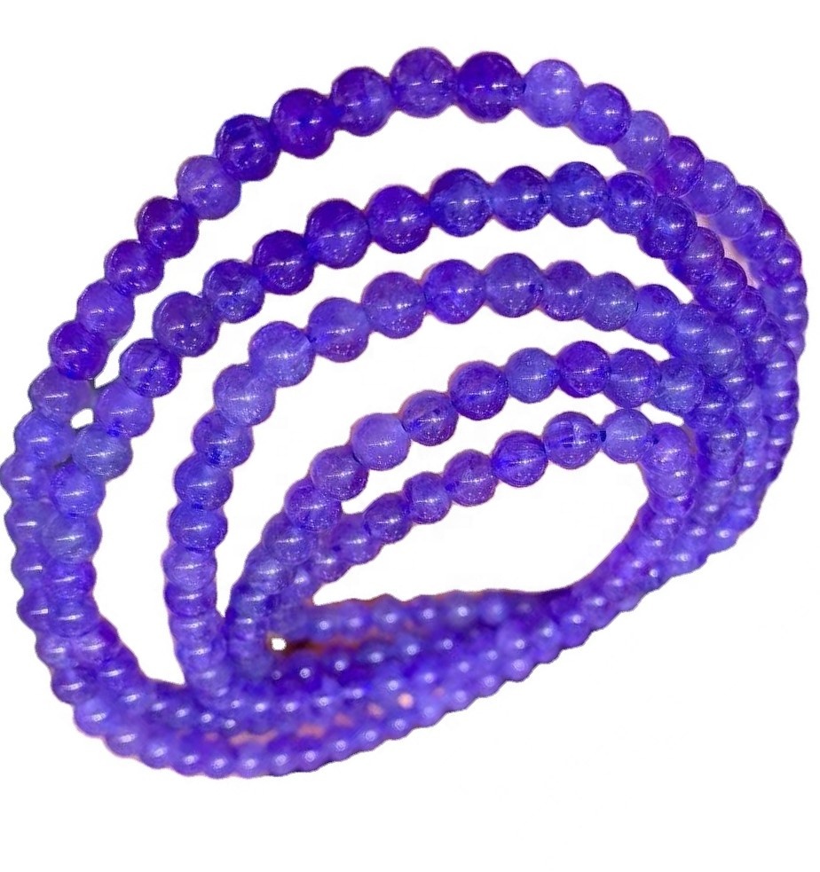 天然坦桑石光滑rondelle珠子天然寶石珠16英寸寶石 7