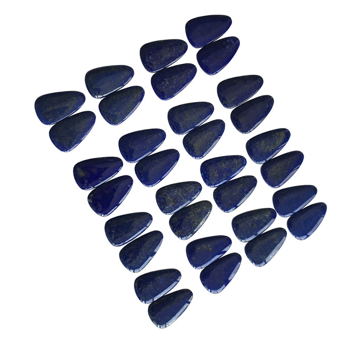 Handmade Semulajadi Digilap Lapis Lazuli Pasangan Cabochon Flat Back Gemstone 7