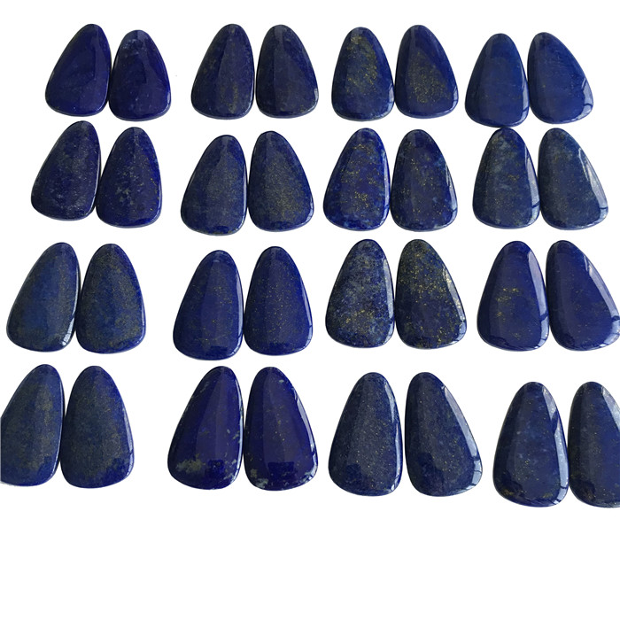 Handmade Semulajadi Digilap Lapis Lazuli Pasangan Cabochon Flat Back Gemstone 11