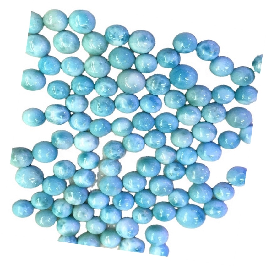 Baħar Karibew Sema Naturali Blu Larimar Cabochon Flat Back Side Illustrat Larmar awtentiku 7