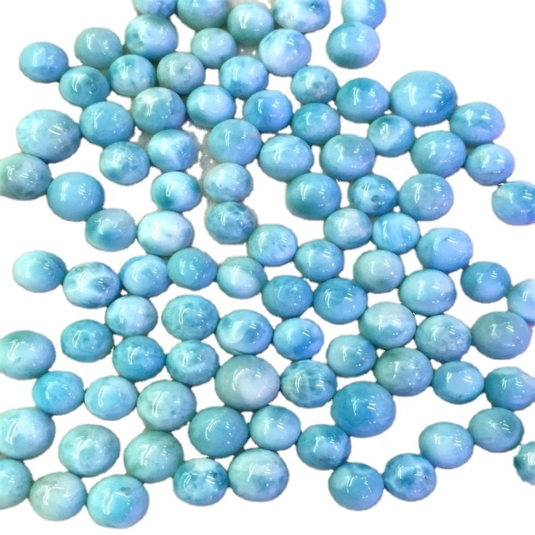 Baħar Karibew Sema Naturali Blu Larimar Cabochon Flat Back Side Illustrat Larmar awtentiku 9