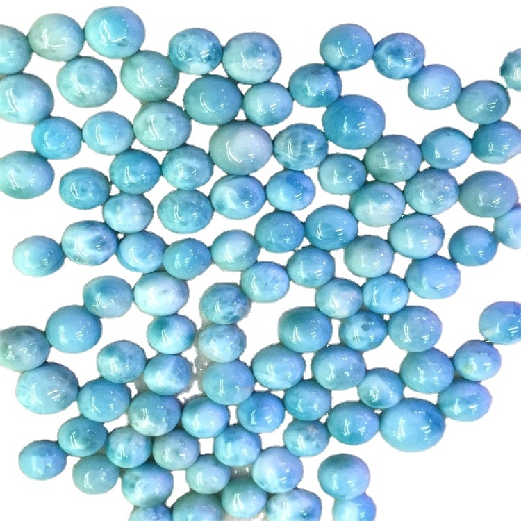 Baħar Karibew Sema Naturali Blu Larimar Cabochon Flat Back Side Illustrat Larmar awtentiku 11