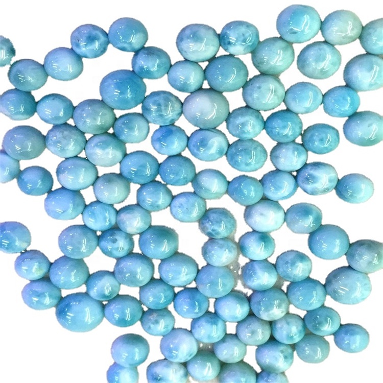 Baħar Karibew Sema Naturali Blu Larimar Cabochon Flat Back Side Illustrat Larmar awtentiku 13