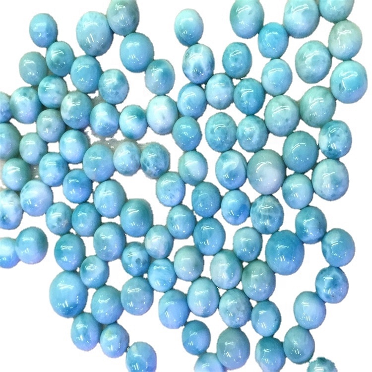 Baħar Karibew Sema Naturali Blu Larimar Cabochon Flat Back Side Illustrat Larmar awtentiku 15