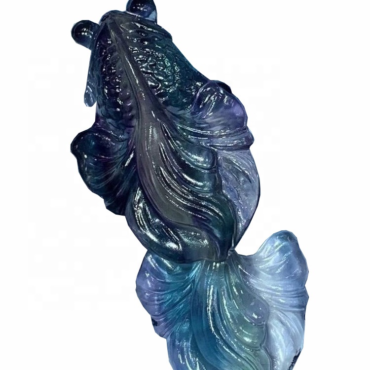 Fluorit faragott aranyhal alakja Gem Pendant / aranyozott medál / fluorit medál 15