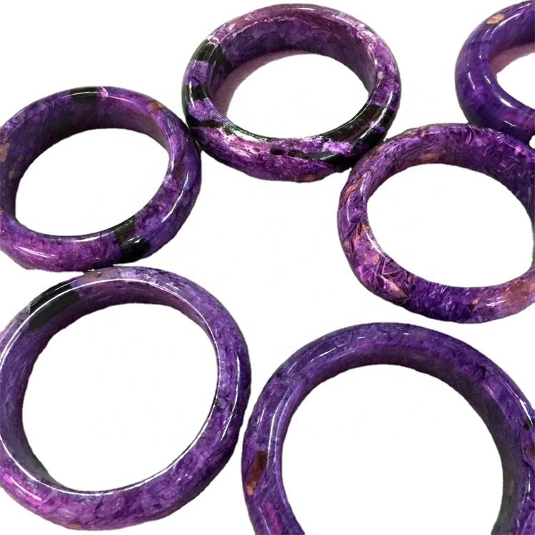 Charoite Gemstone Bangle 100% genuino Charoite Natural Jade Pulsera Lady Jade Charm Bangle Amuleto Lucky Oración Mala Pulsera FO 8