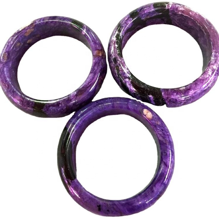 Charoite Gemstone Bangle 100% genuino Charoite Natural Jade Pulsera Lady Jade Charm Bangle Amuleto Lucky Oración Mala Pulsera FO 12