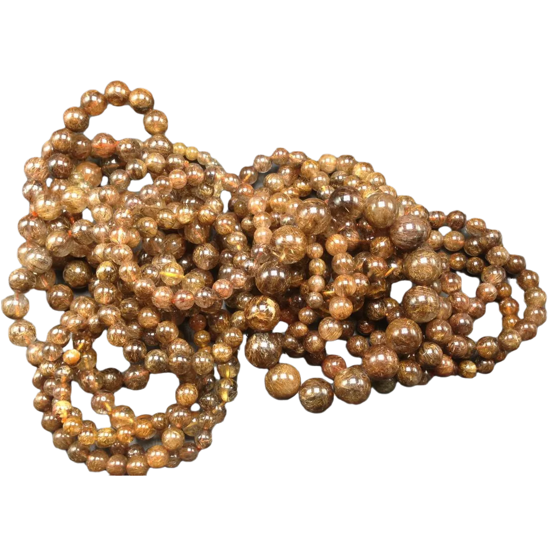 Natural Rutilated Quartz kerek alakú drágakövek testreszabható karkötő Golden Rutilated Quartz gyöngyök 15