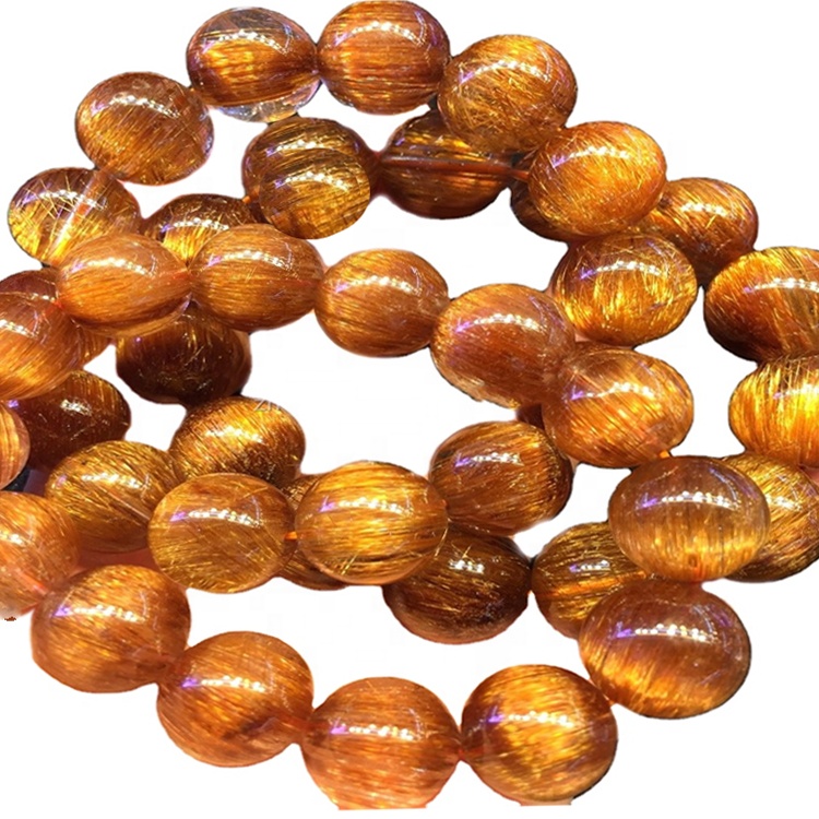 Pulsera de piedra rutilada de cobre de grado de joyería saludable Pulsera de piedra natural 11