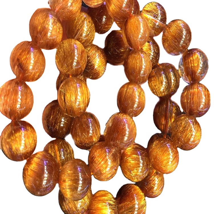 Pulsera de piedra rutilada de cobre de grado de joyería saludable Pulsera de piedra natural 13