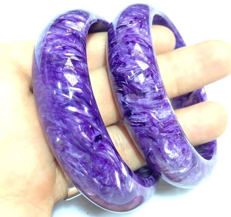 2016 Russian Charoite Bangle Fashion Jewelry մեծածախ 100% իրական բնական Charoite Jade ձեռնաշղթա 9