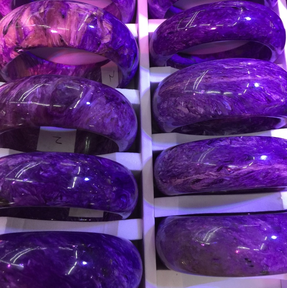 2016 Russian Charoite Bangle Fashion Jewelry մեծածախ 100% իրական բնական Charoite Jade ձեռնաշղթա 11
