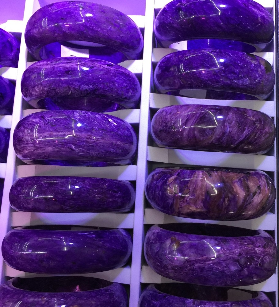 2016 Russian Charoite Bangle Fashion Jewelry մեծածախ 100% իրական բնական Charoite Jade ձեռնաշղթա 13