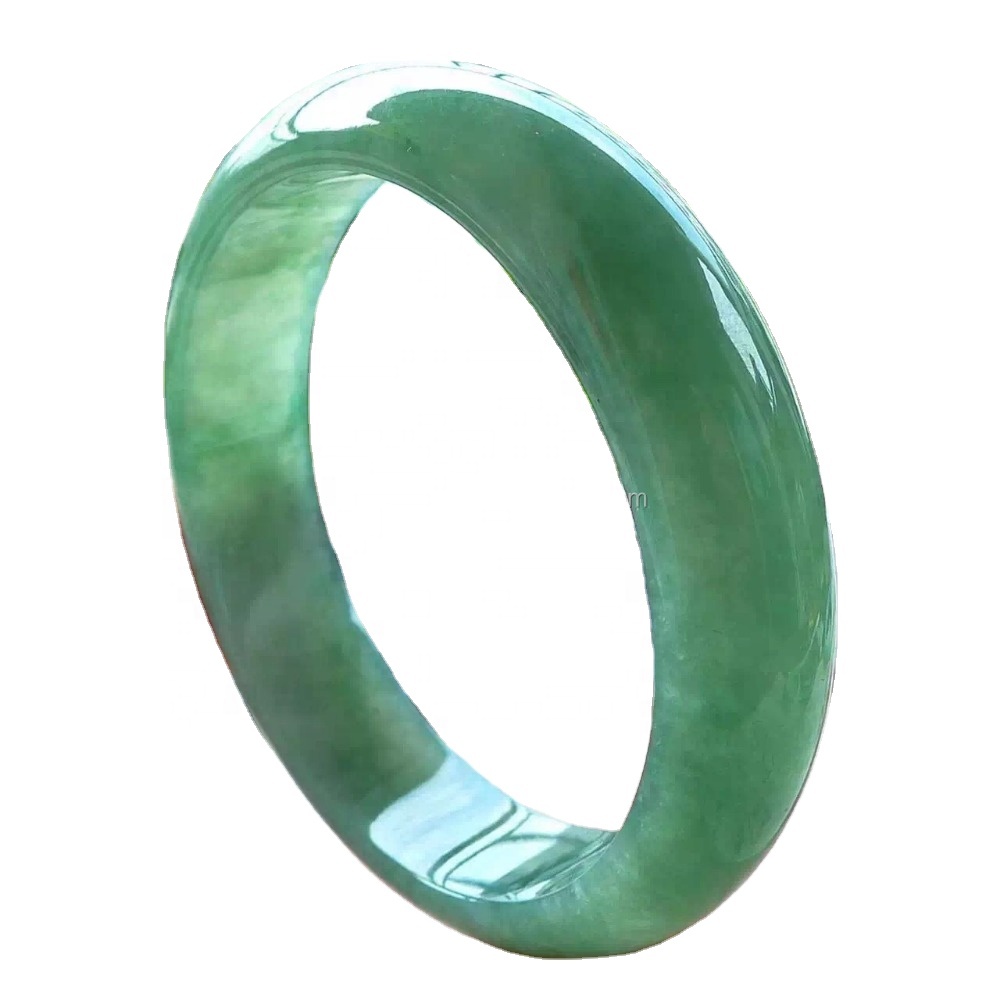 Female Emerald gemstone bangle jewelry 100% High Quality Natural Myanmar Green Jade Bracelets Lady Pure Emerald 7