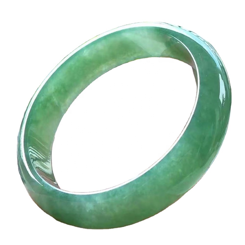 Female Emerald gemstone bangle jewelry 100% High Quality Natural Myanmar Green Jade Bracelets Lady Pure Emerald 15