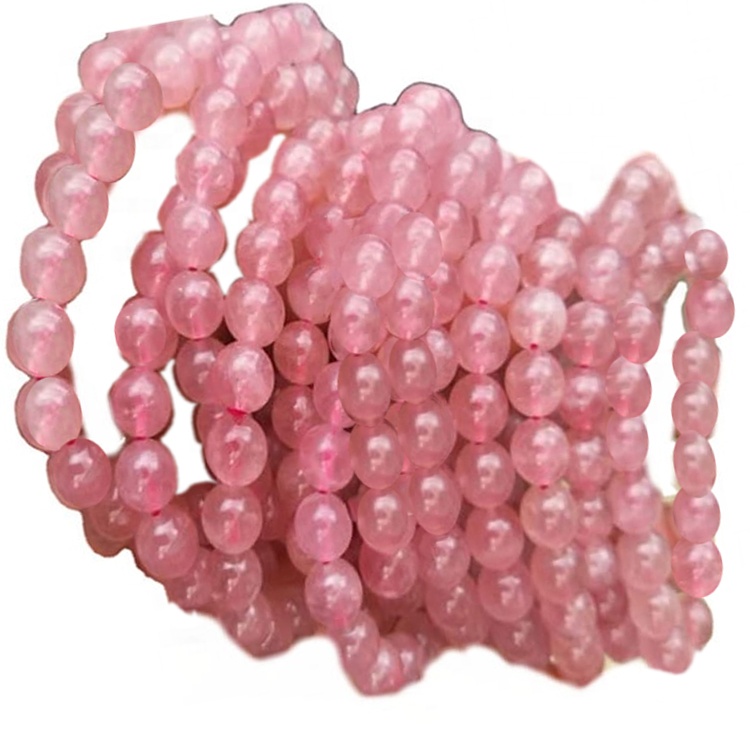 Madagascar Rose Cuarzo Beads Redondo Pulsera Joyería 11
