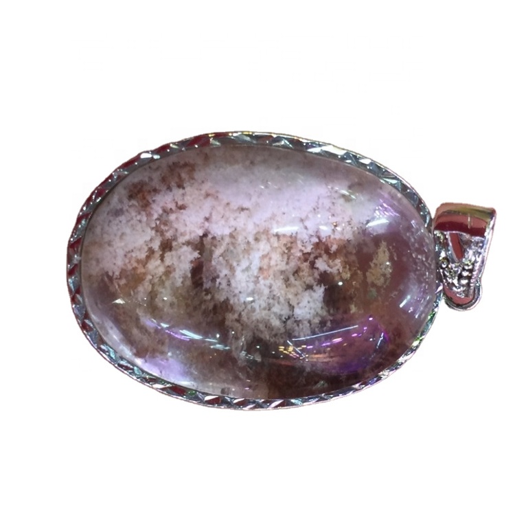 Oval Shape Natural Rutilated Phantom Quartz Crystal Bead Anheng Smykker 9