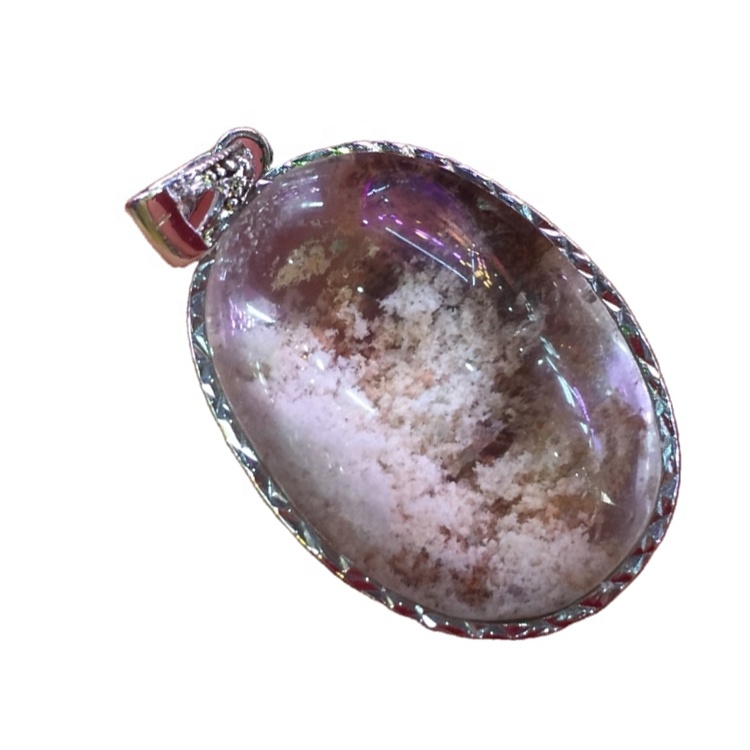 Oval Shape Natural Rutilated Phantom Quartz Crystal Bead Anheng Smykker 11