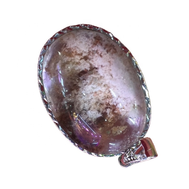 Oval Shape Natural Rutilated Phantom Quartz Crystal Bead Anheng Smykker 13