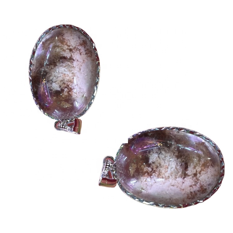 Oval Shape Natural Rutilated Phantom Quartz Crystal Bead Anheng Smykker 15