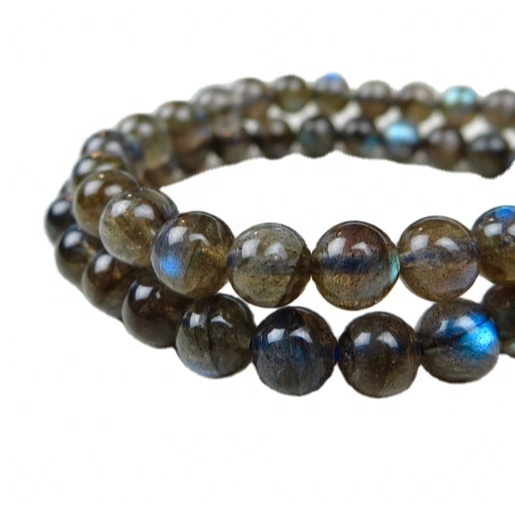 ភ្លើងពណ៌ខៀវខ្លាំង Labradorite រលោងខ្សែដៃរុំរលោង 7