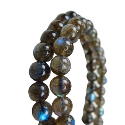 ភ្លើងពណ៌ខៀវខ្លាំង Labradorite រលោងខ្សែដៃរុំរលោង 9