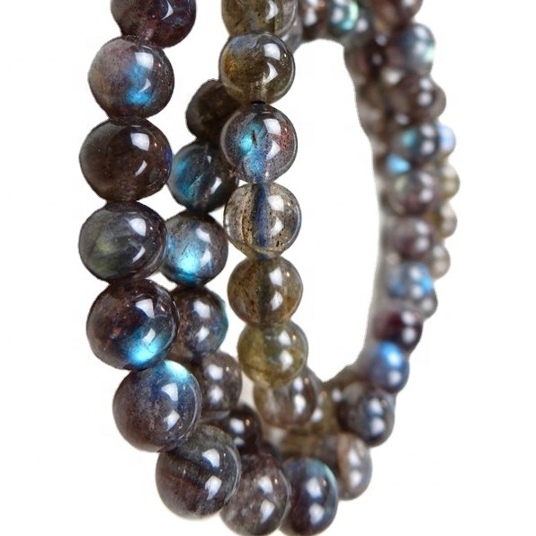 ភ្លើងពណ៌ខៀវខ្លាំង Labradorite រលោងខ្សែដៃរុំរលោង 15