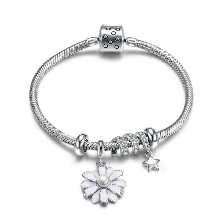 새로운 패션 womens 자연 크리스탈 925 스털링 실버 팔찌 17