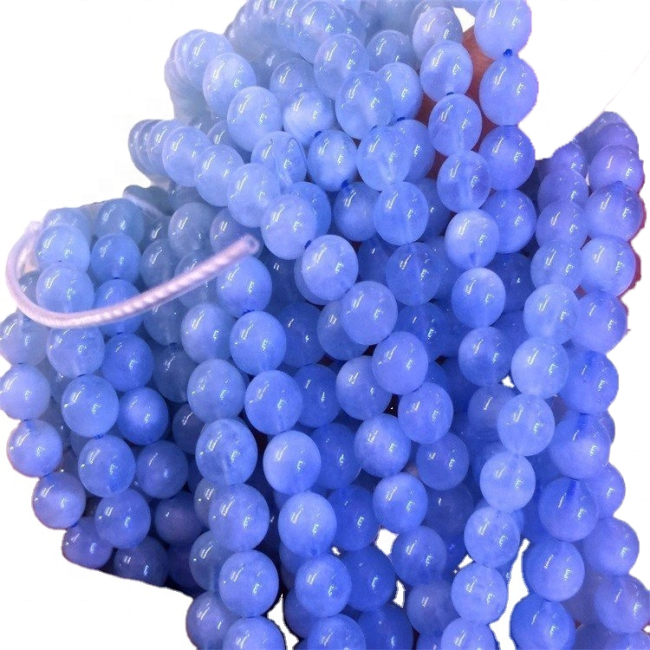 អង្កាំ quamarine ពណ៌ខៀវ។ អង្កាំដែលរលុងមូលធម្មជាតិ។ លក់ដោយ strand 16 អ៊ីញ។ ទំហំ 6 មម 8 មម 10 មម 12 មម 10