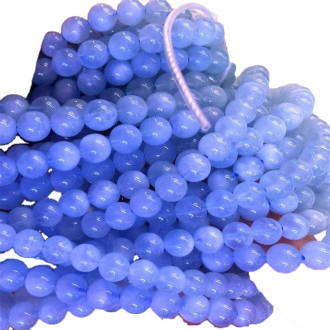 អង្កាំ quamarine ពណ៌ខៀវ។ អង្កាំដែលរលុងមូលធម្មជាតិ។ លក់ដោយ strand 16 អ៊ីញ។ ទំហំ 6 មម 8 មម 10 មម 12 មម 14