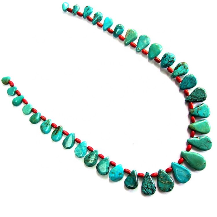 Türkis Nugget Perlen Halskette Schmuck 13