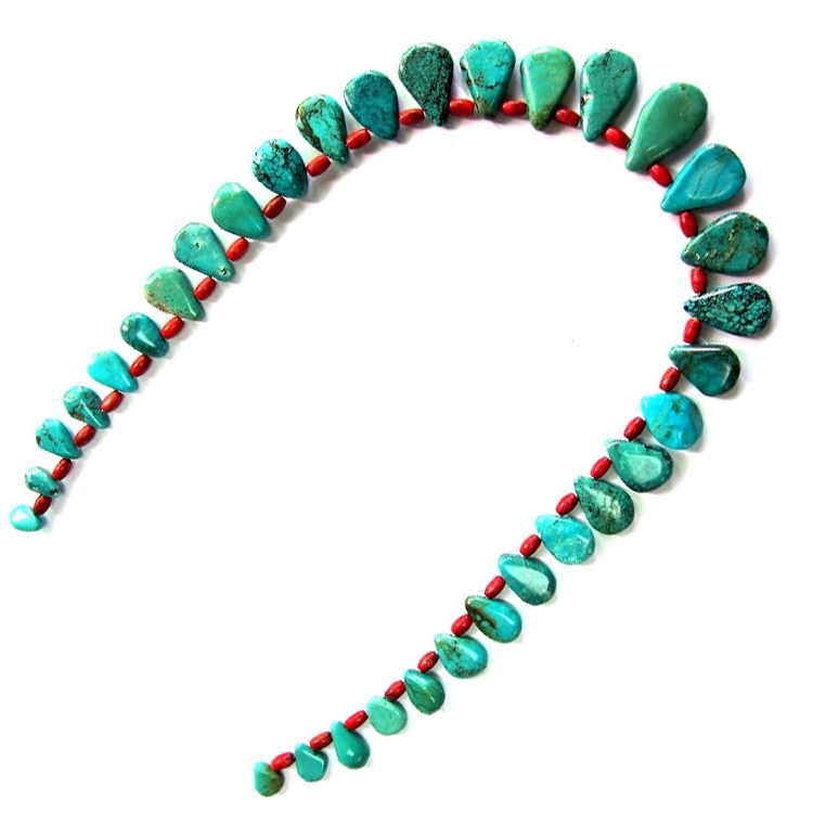 Türkis Nugget Perlen Halskette Schmuck 11