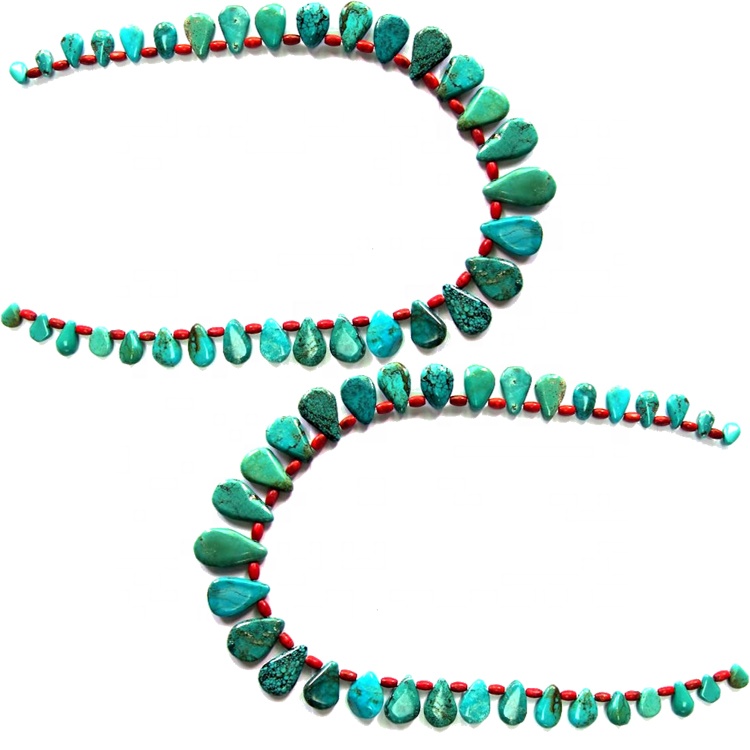 Türkis Nugget Perlen Halskette Schmuck 15