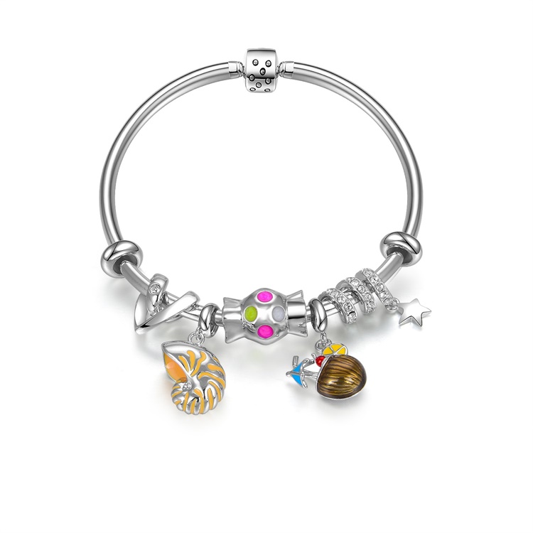 Klasik Womens 925 Sterling Silver Jewelry Charm Bracelet 13