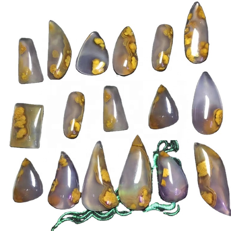 HOSS agate agate agoatochon Cabochon Cabate ចាស់របស់ Moss Denditic 15