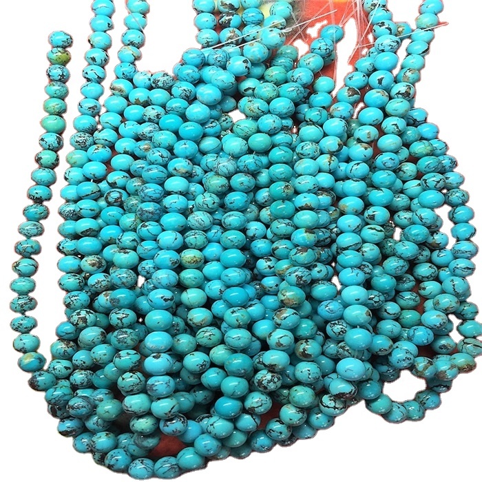 Природни тиркизна мазни кружни монистра одделение круг лабава монистра целосна жица круг 33