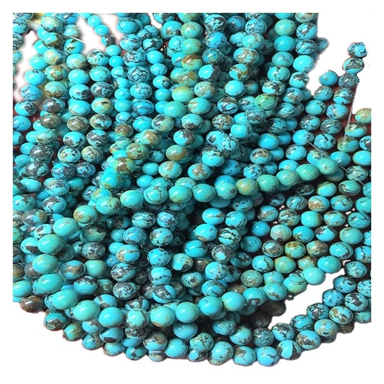 Природни тиркизна мазни кружни монистра одделение круг лабава монистра целосна жица круг 35